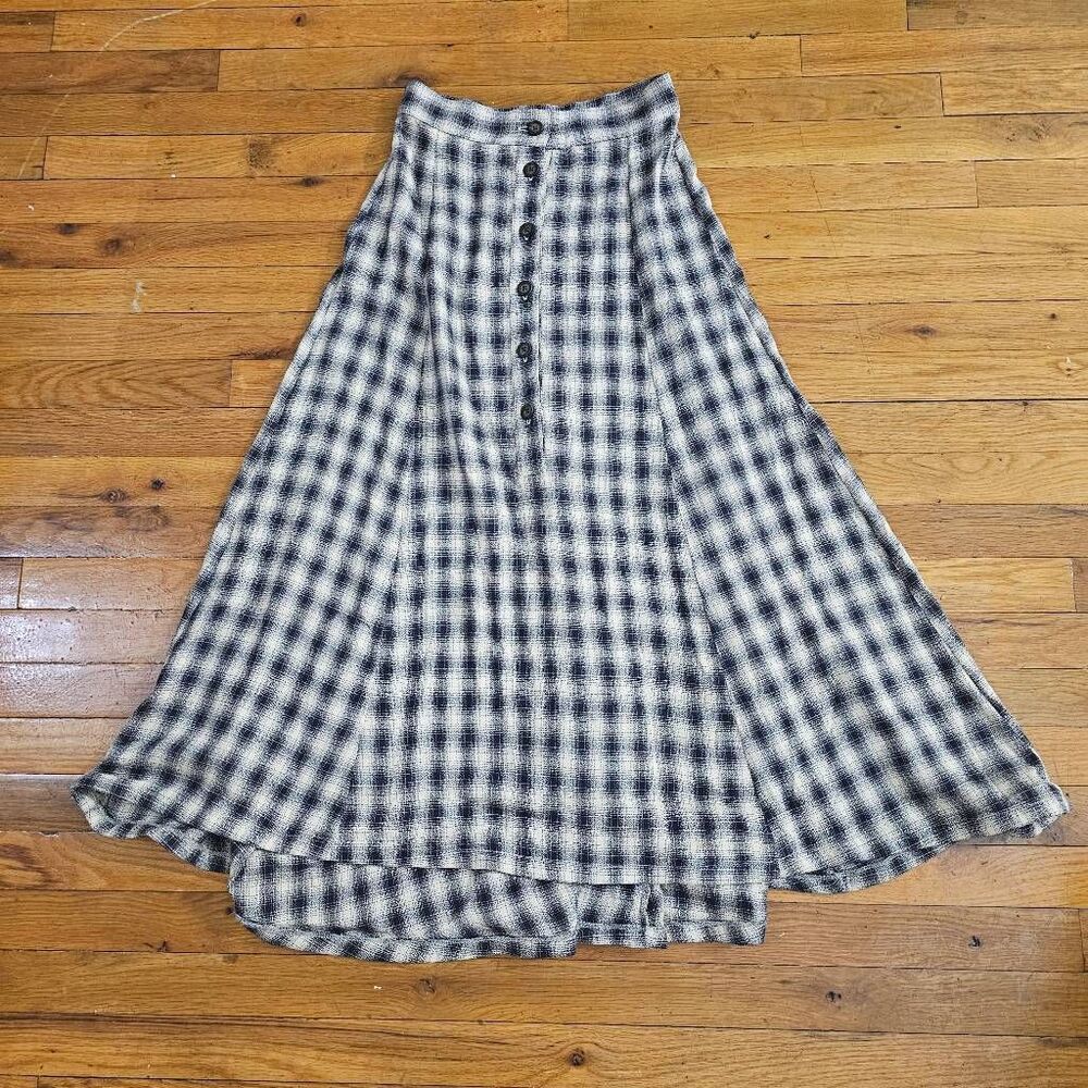 Christy Dawn Black and White Plaid Midi Skirt